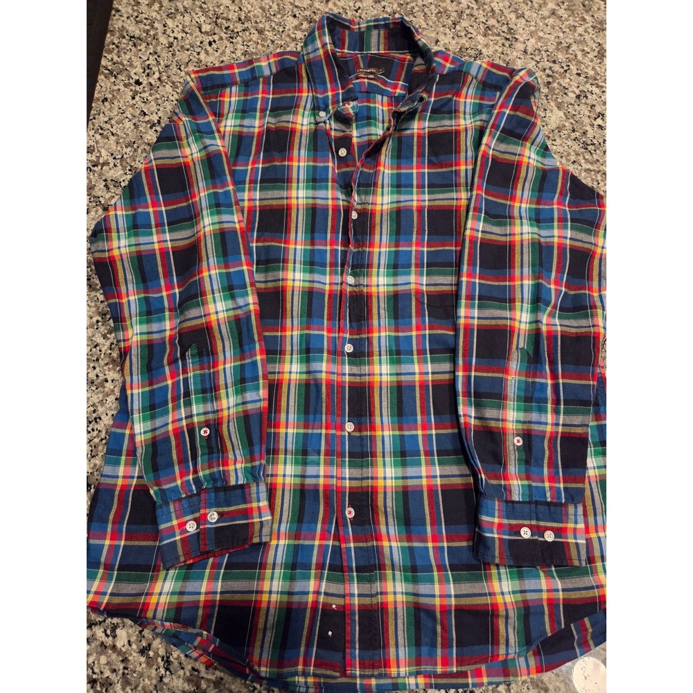 J.McLaughlin Mens XL Trim Fit Plaid Button Down Shirt Multi Color Long Sleeve
